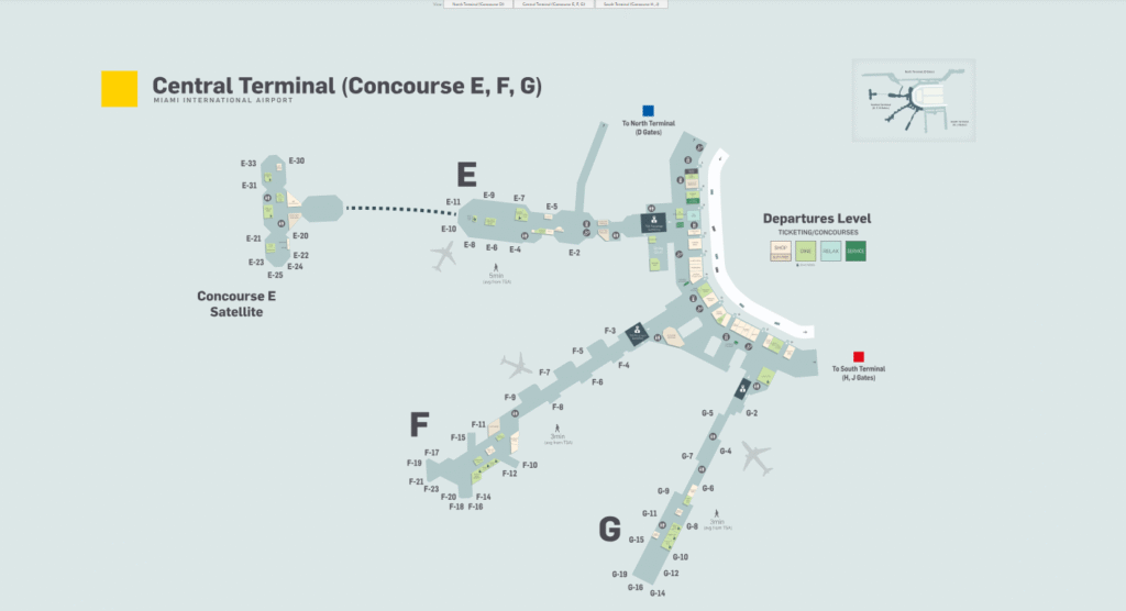 MIA Central Terminal, MIA Central Terminal food, MIA Central Terminal restaurants, MIA airport Central Terminal food, MIA Central Terminal map, MIA airport map Central Terminal, Central Terminal MIA
